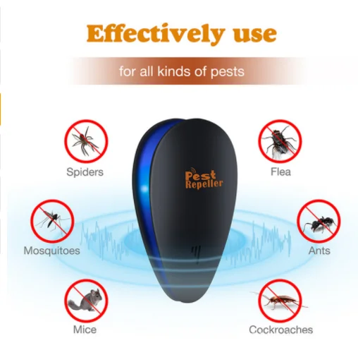 

Electronic Ultrasonic Pest Control Repeller Plug In Insect Repellent Killer for Mouse Mosquito Cockroach Bugs, White
