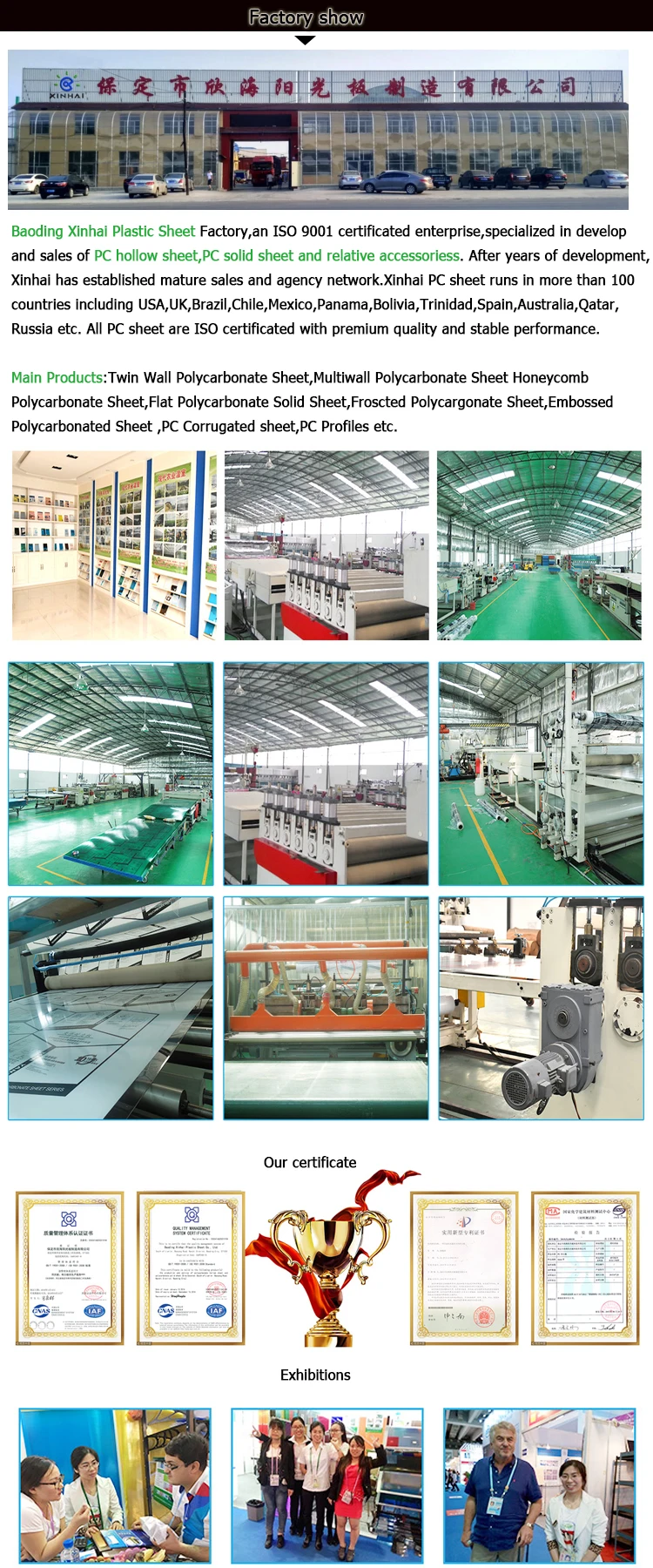 Plastic skylight sun shade sheet of polycarbonate bamboo sheet