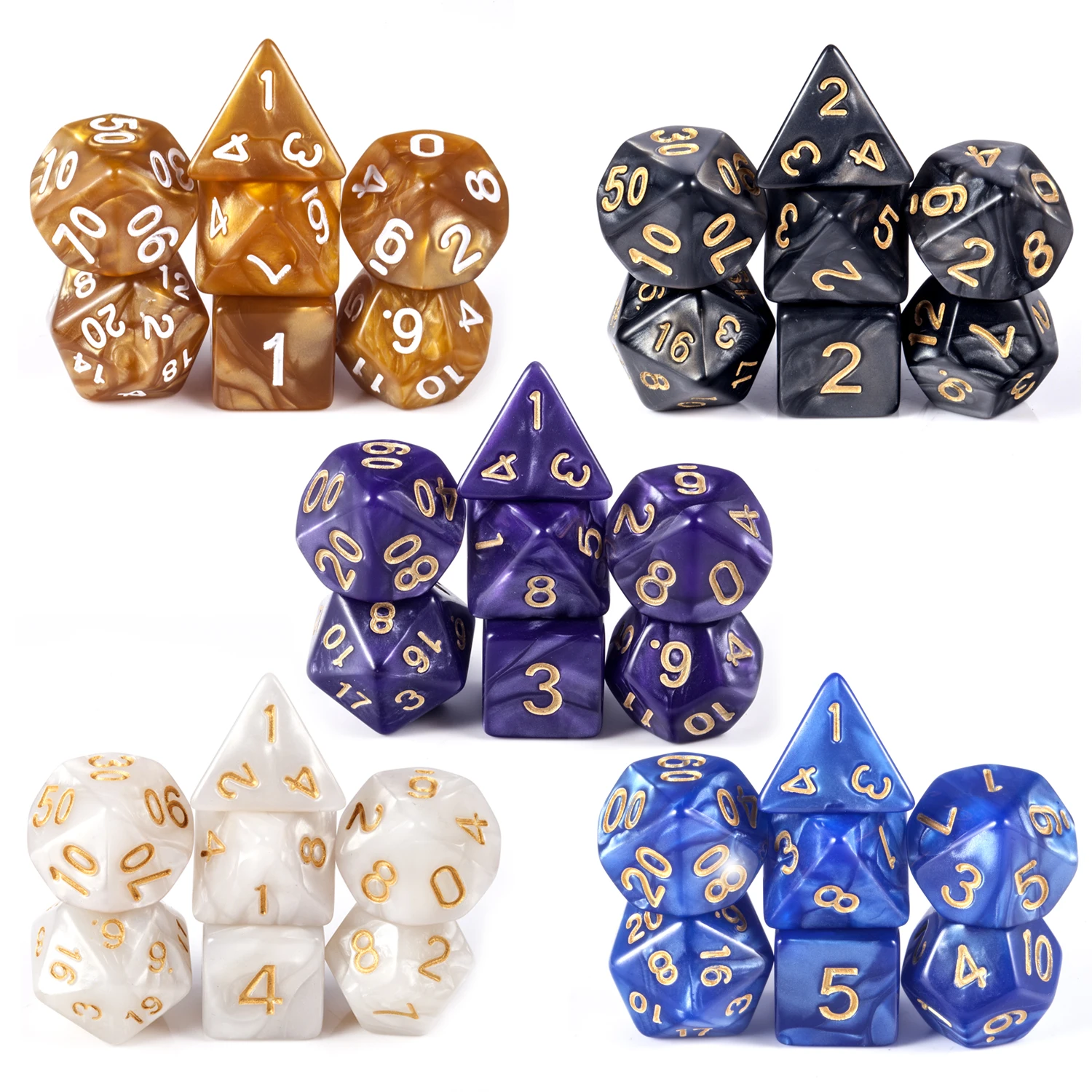 

Factory wholesale Pearl d&d Polyhedral Dice Set dnd Acrylic Dice set for dungeons and dragons Table Games