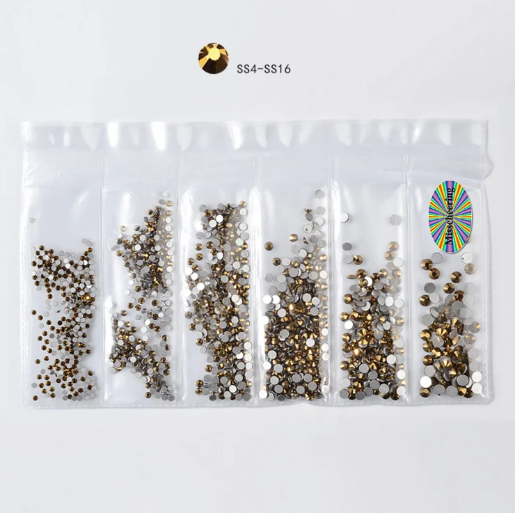 

Yiwu Muliti Size Mix Size AB Crystal Glass Rhinestones Nail Non Hotfix Flatbacks Nail Decorations