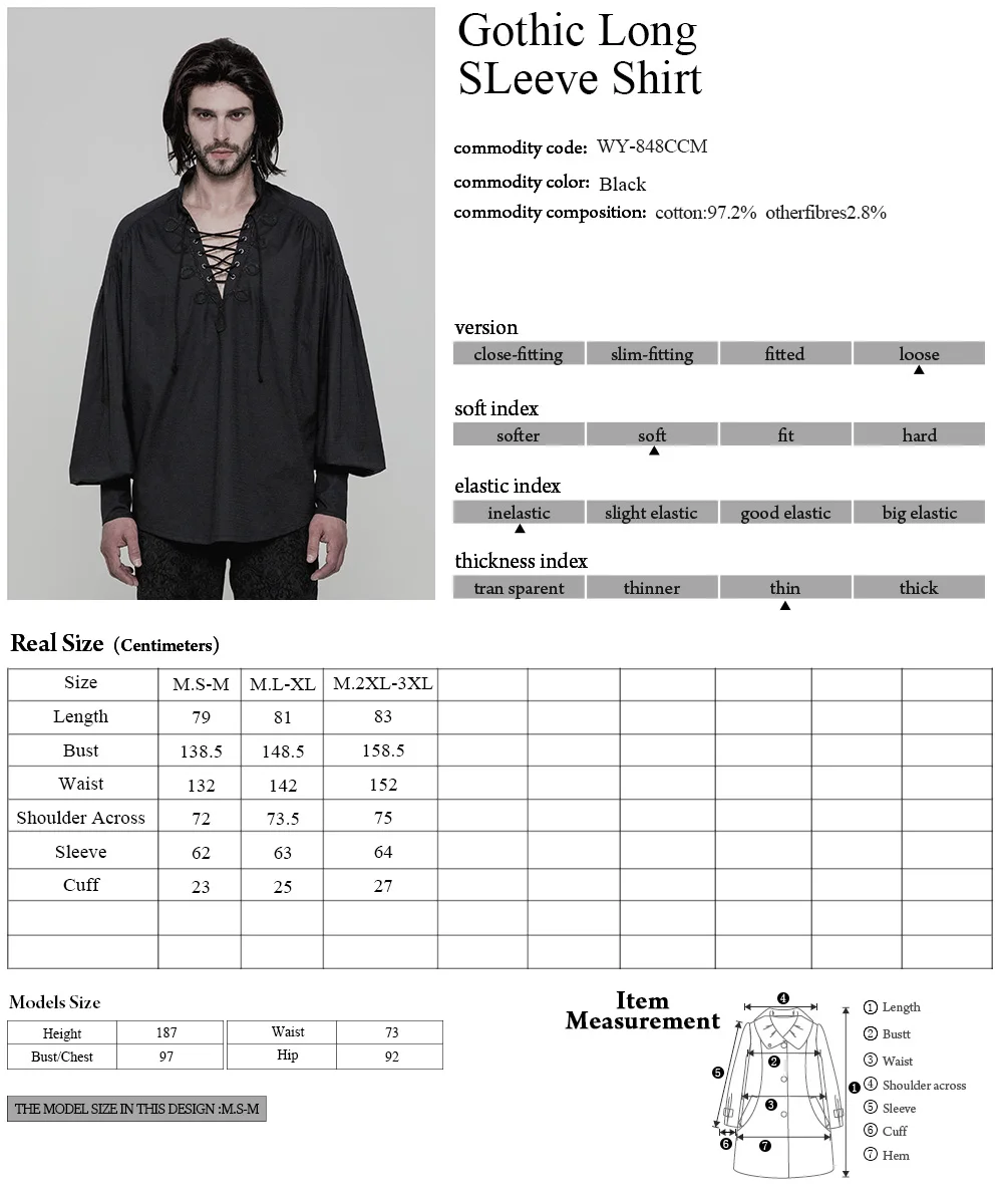WY848 Stylish laced neck stand collar leisure baggy shirts for men