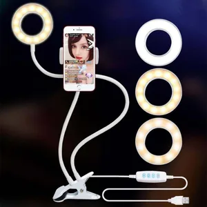 USB LED Ring Light Clip Mobile Phone Holder