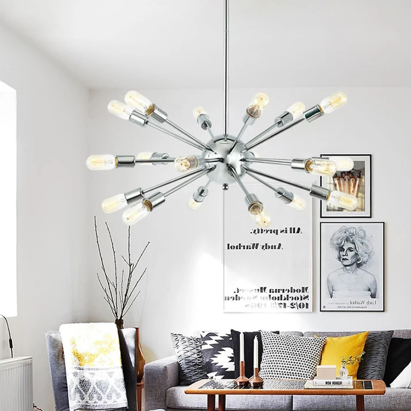 
Home Lighting Vintage Industrial Decorative Satellite Spider Sputnik Chandelier Pendant Light Iron Modern bedroom Lamp 