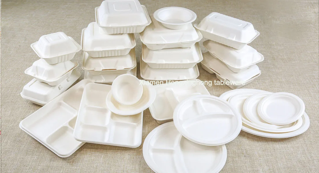 biodegradable bagasse food containers with lid