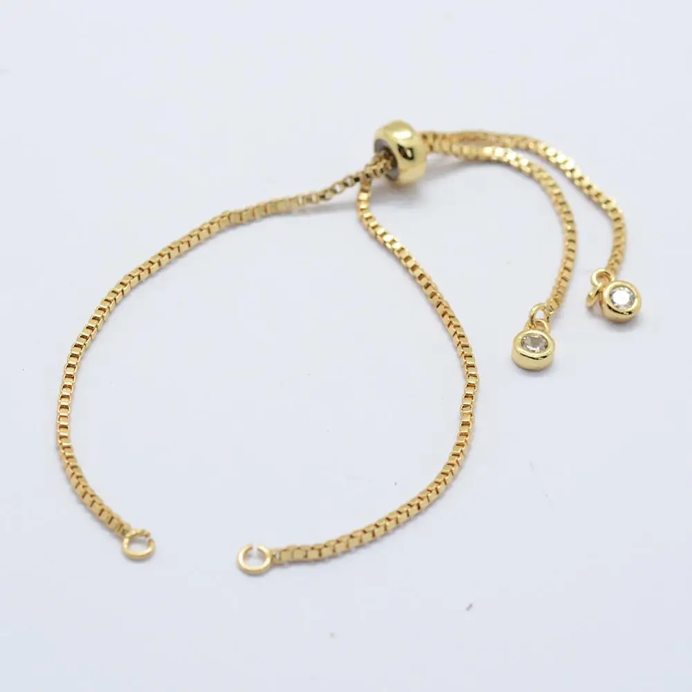 

PandaHall Brass Chain Bracelet Making with Cubic Zircon Slide Bracelet Extender Chain Cadmium Free & Nickel Free & Lead Free