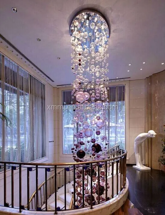 Handmade Blowing Art Murano Glass Bubble Ball Hotel Decor Tall