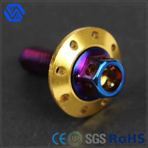 Wheel Hex Flange Allen titanium bolt with colored washer