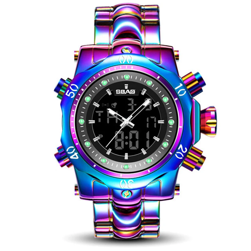 

SBAO 2019 New Arrival Men Multi-function Quartz Watch Male Business Dress Dual Dispaly Clock Colorful Watch Men Relogio, N/a
