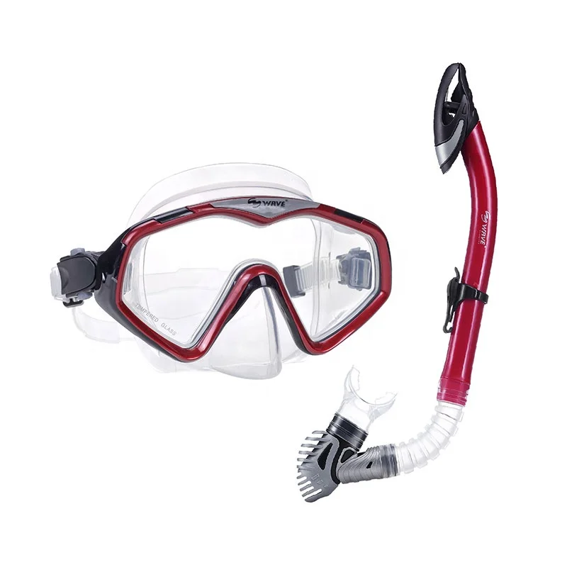 

Wholesale professional adult diving mask and snorkel combo scuba diving gear, Black,red,grey etc