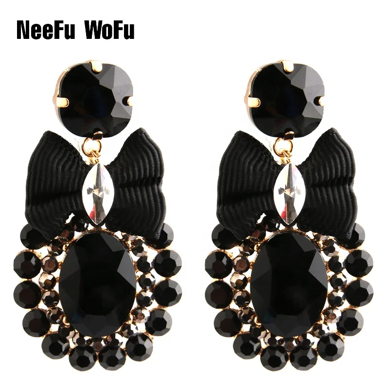 

NeeFu WoFuNew fashion women's style chain glass resin pendant earrings, Pink
