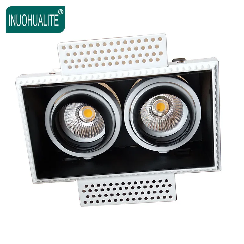 
Recessed dimmable double head trimless spot light mr16 gu10 