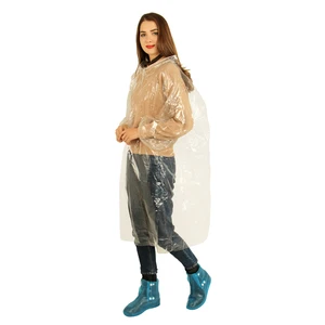 Image of Emergency promotion high quality LDPE disposable waterproof poncho/rain slipover with sleeves and Elastic cuff