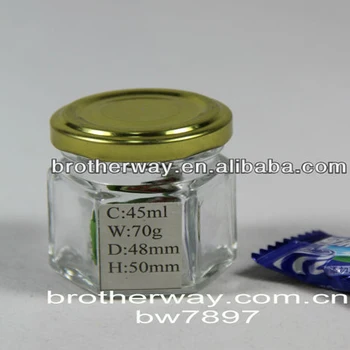 mini 45ml hexagonal glass jar little glass candy jar 3 oz glass jam