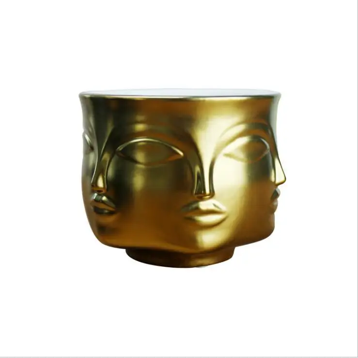 Nodic Ceramic Human Face plant Pottery Flower Pot Porcelain Vase centerpiece For Home Wedding Decor