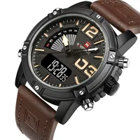 

Hot Sell NAVIFORCE 9095 Watch Casual Waterproof Leather Watches Men Wrist Digital LED Dual Time Wristwatches Relogio Masculino