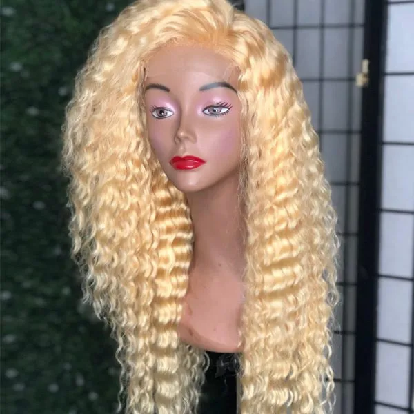 

Wholesale Brazilian virgin Hair Luxury 613 Blonde Deep wave Curly full lace 100% human hair wig