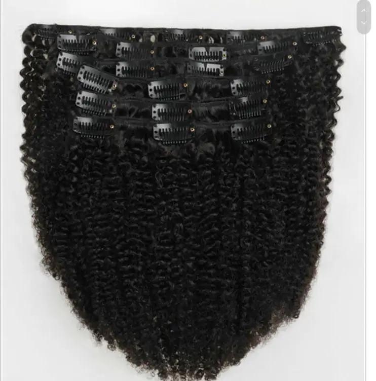 

Afro Hair Clip In Human Hair Extensions African Kinky Curly 4B 4C Remy 100% Human Hair Natural Black 100g