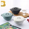Japanese restaurant style colored 7.3" round bowl with lid china tableware