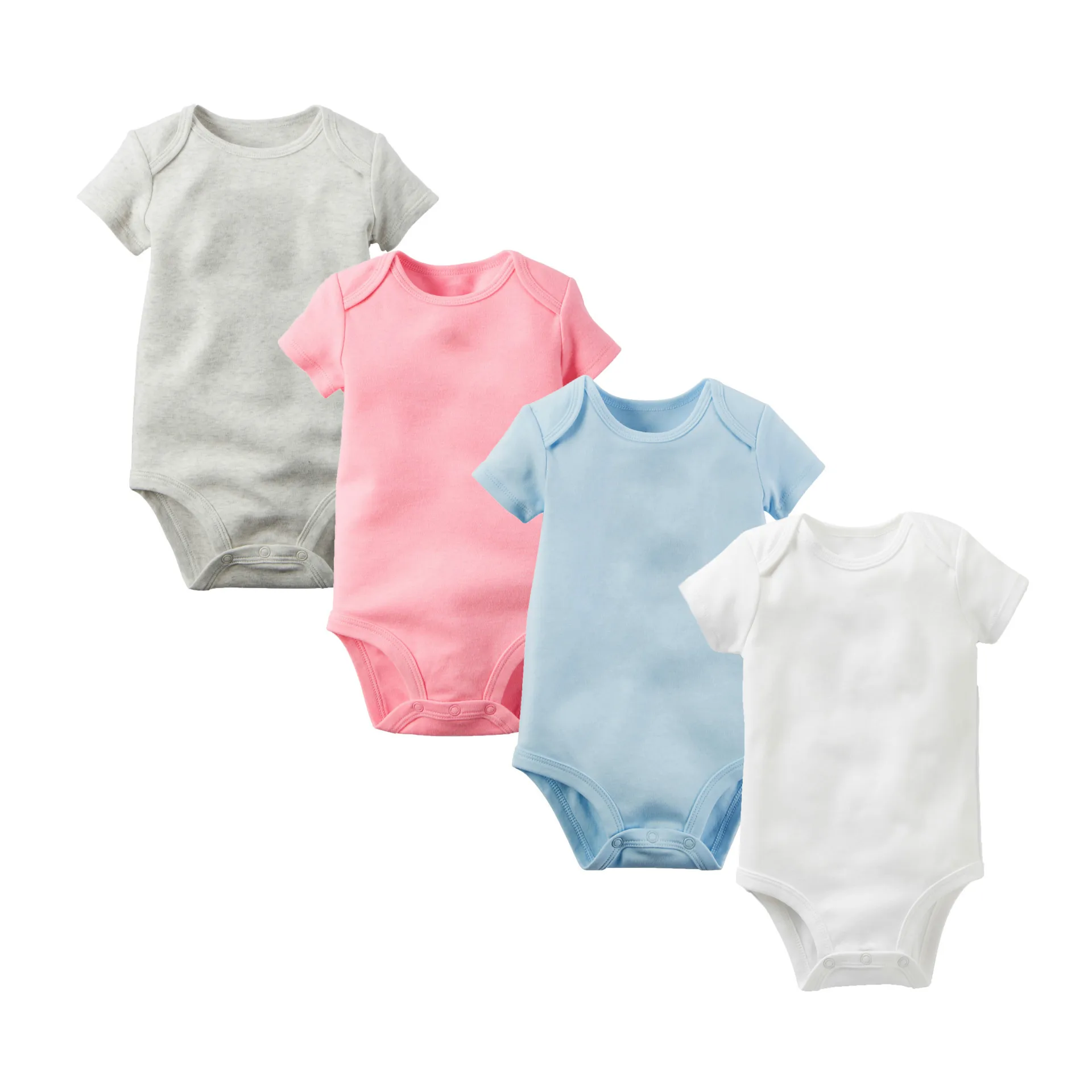 

No brand name 100% cotton knit navy blue plain baby rompers, White;pink;light blue;navy;gray