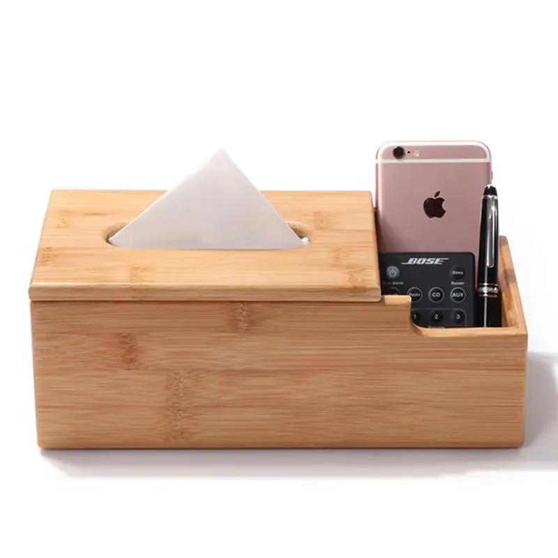 Wooden Tissue Box Holder With Desk Organizer - Buy Tissue Box Holder ...