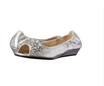 silver dress shoes wedge heel
