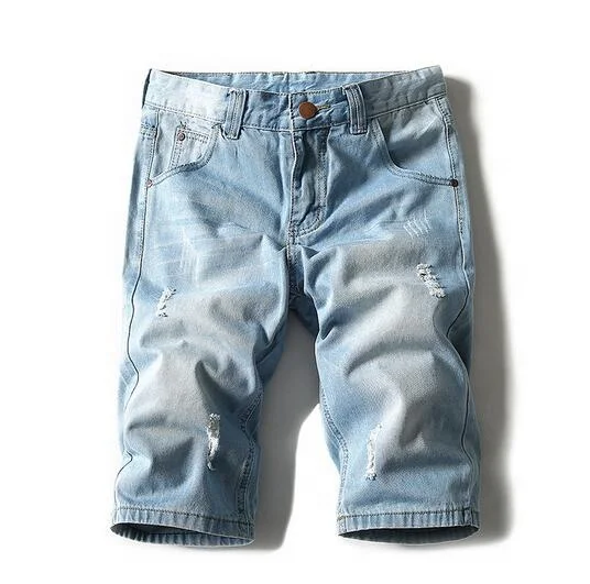 

Men's Fashion Ditressed Ripped Washed Denim Five Hole Shorts Jean Shorts Rts