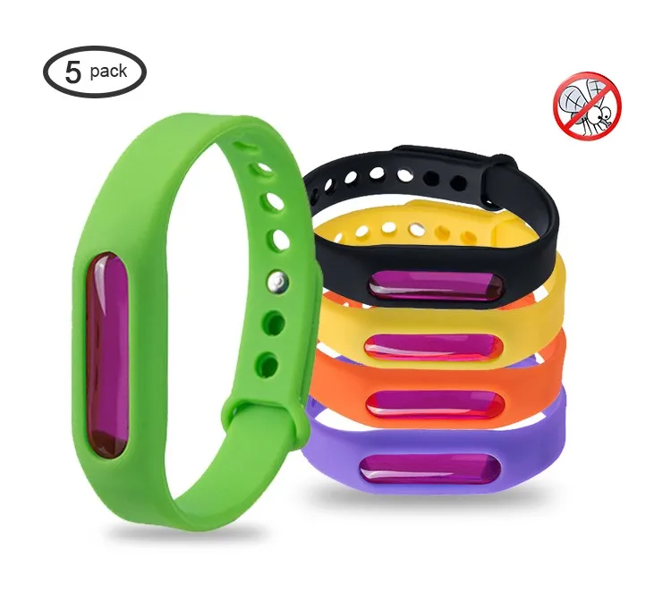 

Waterproof Silicone Mosquito Repellent Bracelet 100% Natural Oil Long Lasting Baby Safe, Purple, black yellow, green ,orange