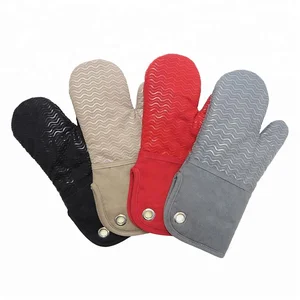 Wholesale Funny Bear Custom Cotton silicone Heat Resistant Kitchen Silicone Bbq Oven Mitts Glove