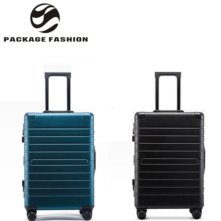 

High quality custom processing 4 wheel aluminum-magnesium pull rod hardside spinner luggage suitcase, Black, red, silver, sky blue