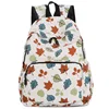 Latest Canvas School Backpack Causal Leaves Pattern Teens Rucksack With Double Zipper Puller