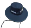 Mens bottle green 100% cotton twill embroidered with loop on side with drawstring and pull Wide Brimmed Hat