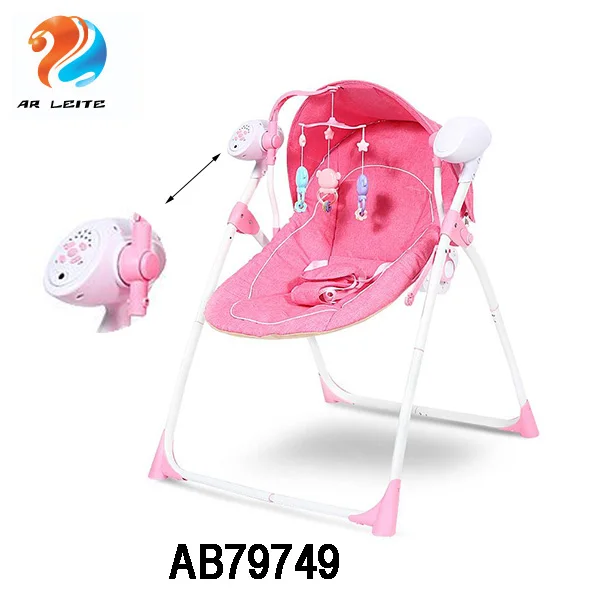 pink and grey baby swing