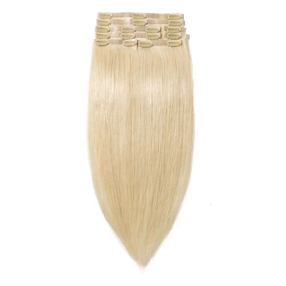 

Seamless natural blonde 100% human hair tape on clip in hair extensions