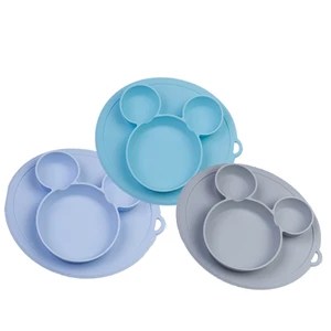 Image of Waterproof dinner baby food plate, new product children silicone baby dish with bowl, eco friendly silicone sution plate