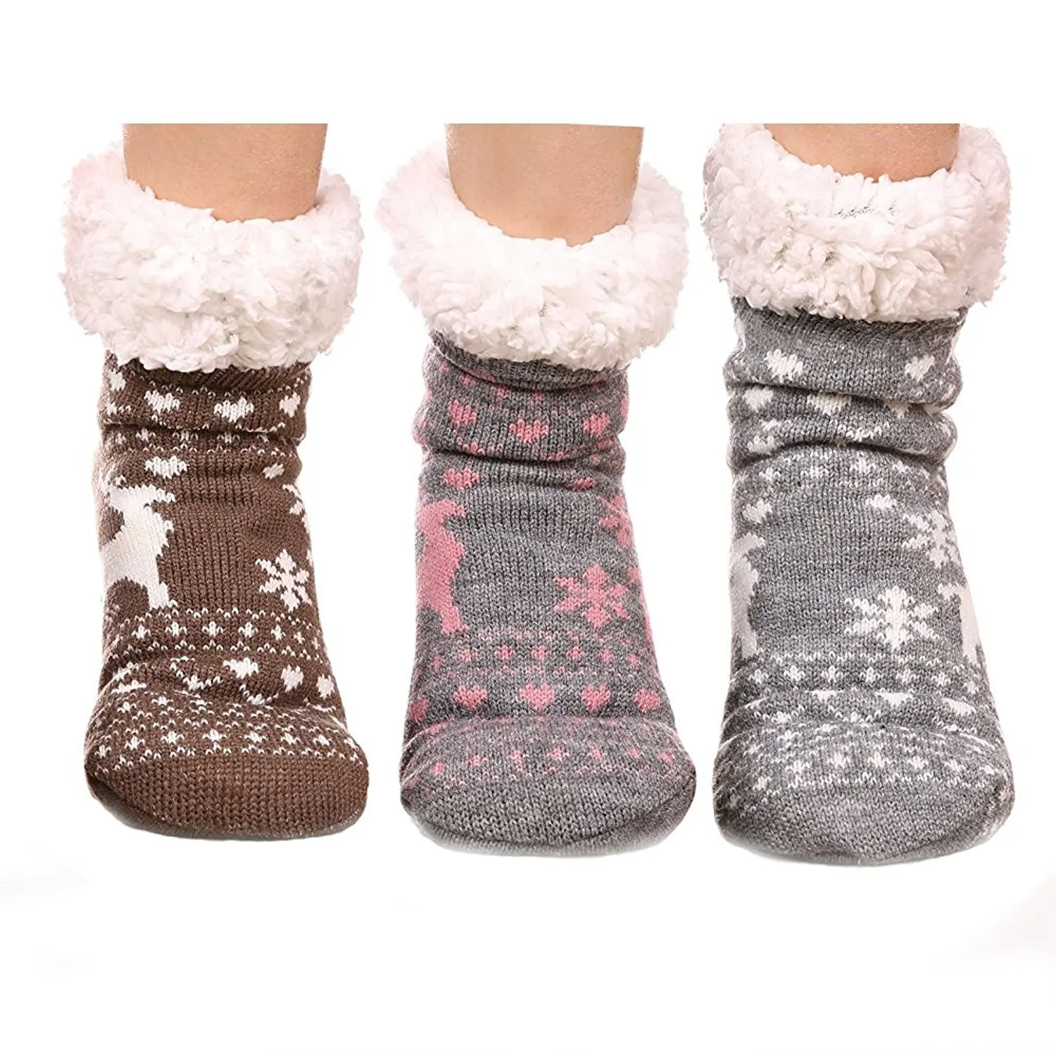 ELFJOY Slipper Socks with Grippers for Women Super Soft Warm Cozy Fuzzy ...