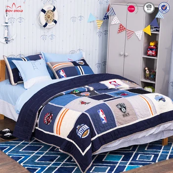 Artextile Blue Geometric Teenager Bedding Patchwork Coverlet