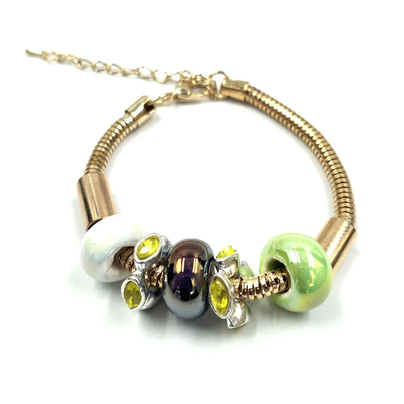 

European Brand Charming Bracelets free shipping jewelry ceramic bead bracelet crystal charm snake bracelet free sample