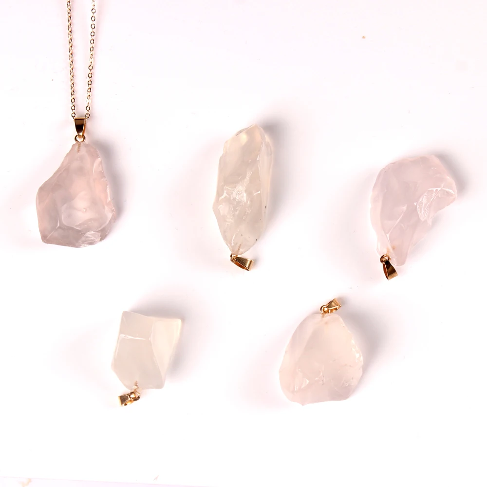 

Reiki Natural Gemstone Healing Crystal Quartz Irregular Pendant Necklace