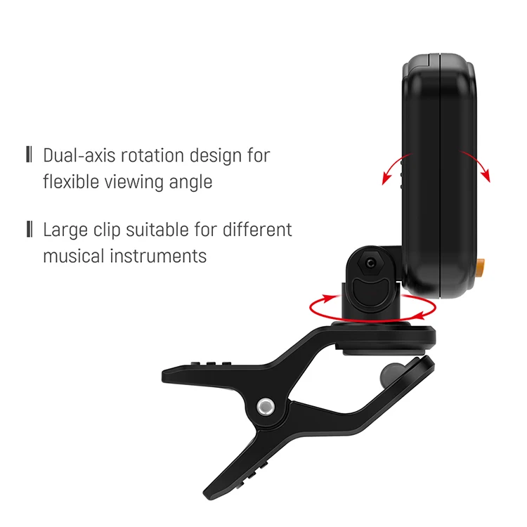 
Newest LCD Digital Clip On Electronic Bass Guitar Tuner Foldable High Sensitivity Rotating Clip Afinador de guitarra 