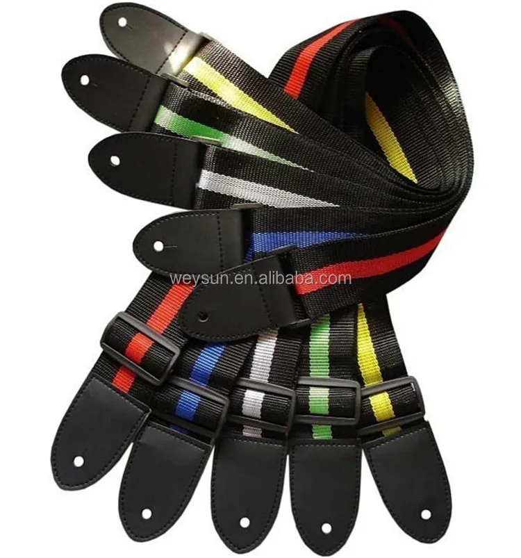 

Affordable And Durable Nylon + leather Guitar Strap / Belt Accessory Many Colors DHL Freeshipping