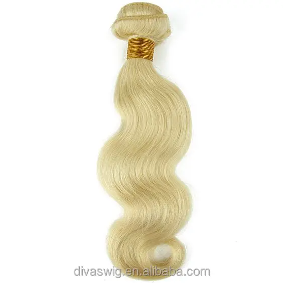 

Top quality white blonde color 613 body wave virgin hair hand tied weft 100g