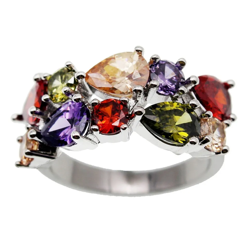 Multi Gemstone Wedding Bands Rings For Women Garnet Amethyst Morganite  Peridot Topaz - Buy 925 Silver Multicolor Gemstone Jewelry Ring,Genuine  Garnet 