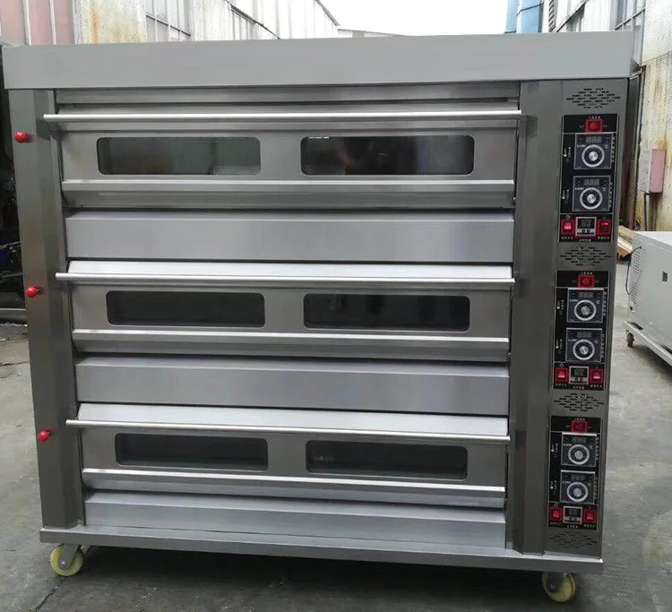
Commercial bakery electric cake oven 3 deck 9 trays for pizza 