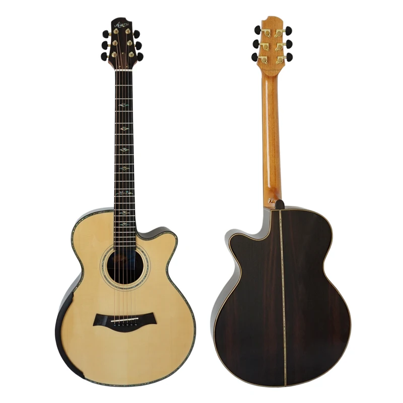 

Popular Acoustic Guitar OM Cutaway 40" china smallman guitar, Natural