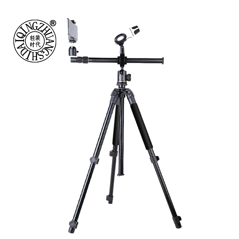 

QZSD-Q308 outdoor video tripod for mobile phone live show tripod support broadcast stand with ball head for dslr digital camera, Black