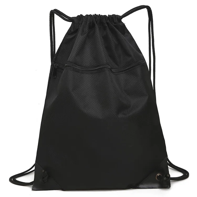 带前拉链口袋的抽绳袋 - buy drawstring bag with front zipper
