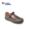 Connal children OEM T-strape primary Black micrifober leather teenage girls school shoes