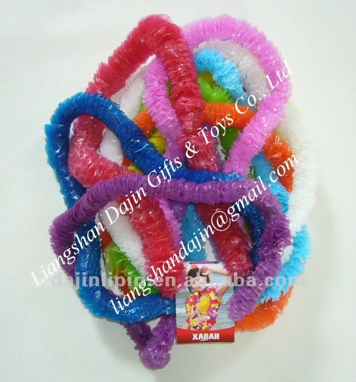 plastic hawaiian leis/luau flower leis/polyester flower lei, View plastic hawaii lei, DAJIN