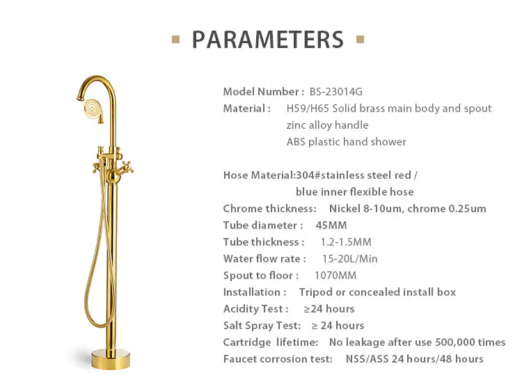 Bs 23014g Best European Brass Gold Floor Mounted Freestanding