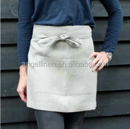 

high quality pure linen waist apron/short apron /restaurant waiter apron with pockets